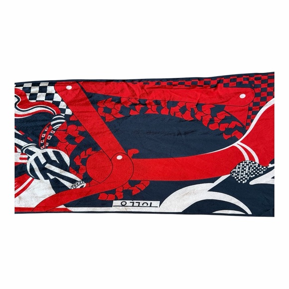 Vintage Silk Scarf Neck Wrap Tullo 60s 70s Pop Art Red White Mod Bag Accessory - Picture 6 of 13